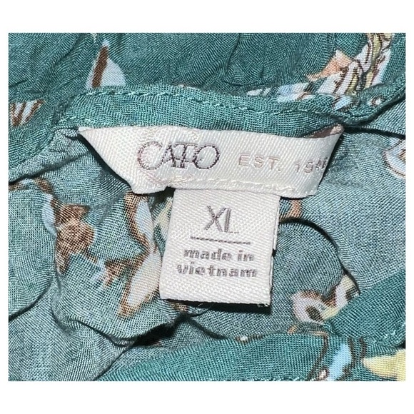 Cato Women's Plus - Peasant Boho Paisley Green Flowy Blouse - Size XL - Picture 6 of 6